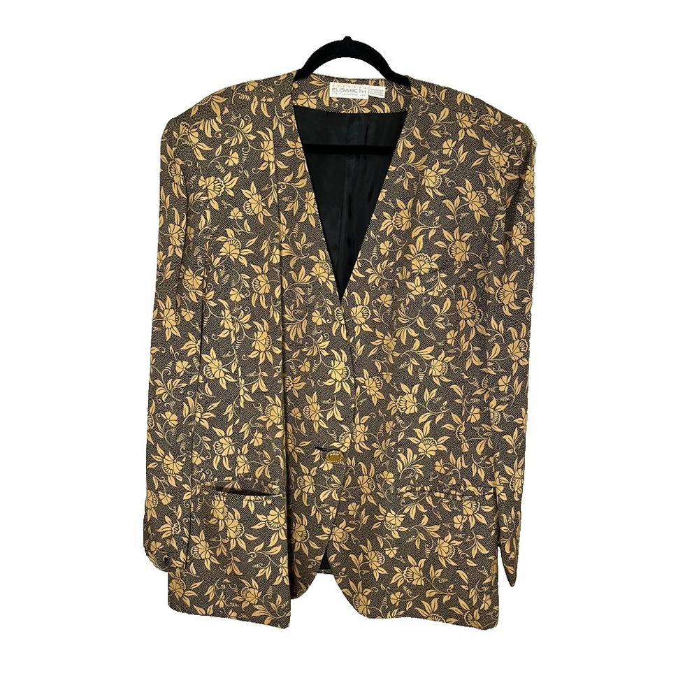 Vintage Floral Colorful Blazer 20 Retro Mod Secretary Boho Indie Classic Preppy